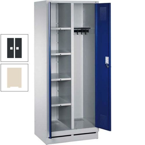 Mehrzweckschrank, Doppeltüren, Füße, 2 Abteile a 300 mm, Korpus anthrazitgrau, Tür anthrazitgrau, 1.800 x 600 x 500 mm (HxBxT)