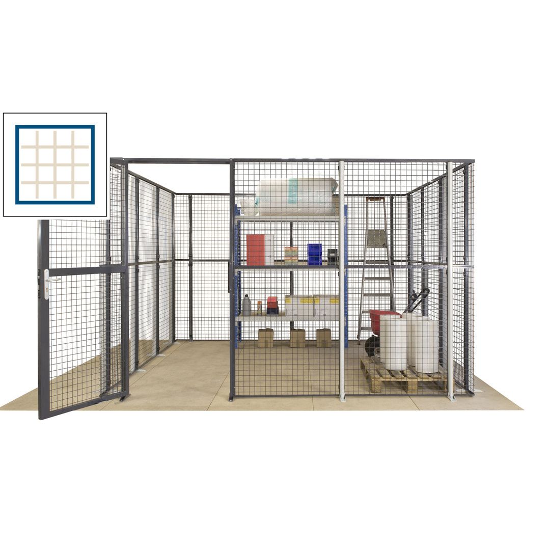 Maschinen Schutzgitter - Hallentrennwand - Sicherheitszaun - Tür - 72 m - 2.200 x 21.400 x 15.400 mm (HxBxT) - enzianblau