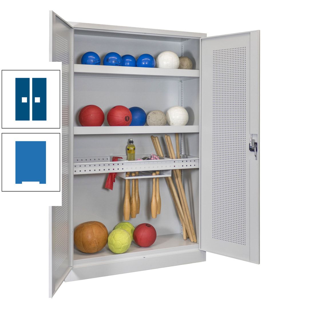 Sportschrank - Lochfeldtüren - Variante 2 - 1.950x1.200x500 mm (HxBxT) - anthrazitgrau