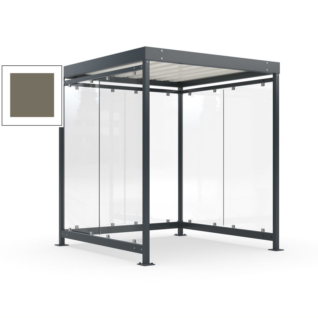Raucherunterstand, Bushaltestelle, Bausatz, 6-7 Personen, 6 Wände, 2.510 x 2.165 x 2.165 mm (HxBxT), Achatgrau
