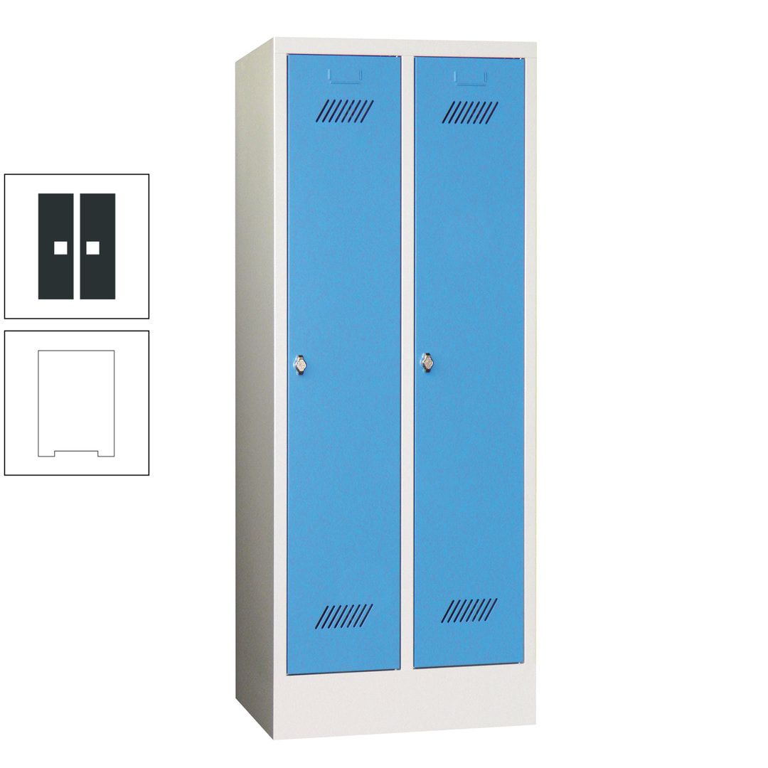 Spindschrank f. Schulen - mit Sockel - Höhe 1.600 mm - 2 Abteile a 300 mm - Drehriegel - anthrazitgrau