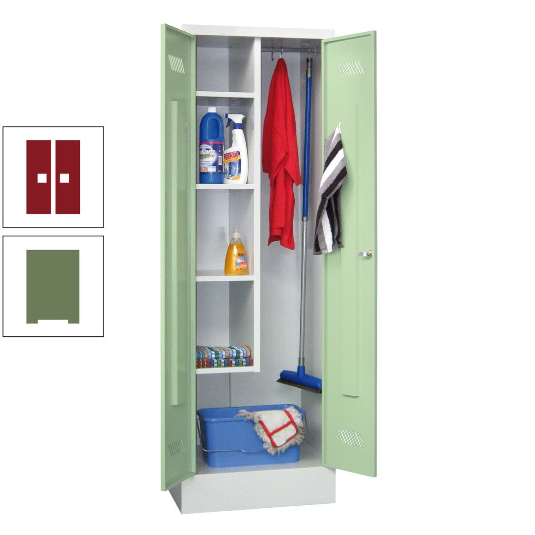 Putzschrank mit Sockel - 1 Abteil mit Trennwand - 1.850x600x500 mm (HxBxT) - Drehriegel - anthrazitgrau