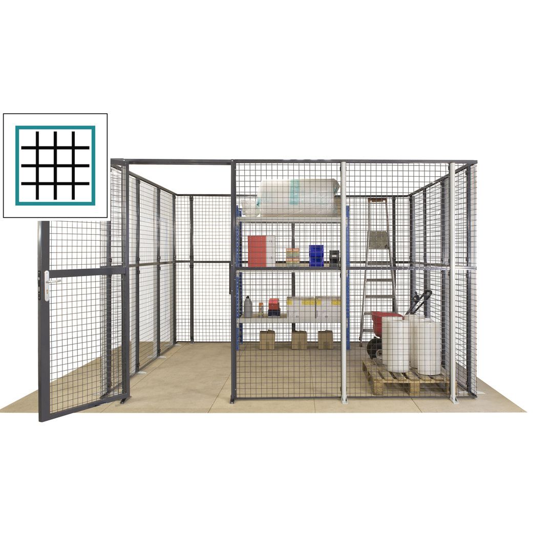 Maschinen Schutzgitter - Hallentrennwand - Sicherheitszaun - Tür - 72 m - 2.200 x 21.400 x 15.400 mm (HxBxT) - enzianblau
