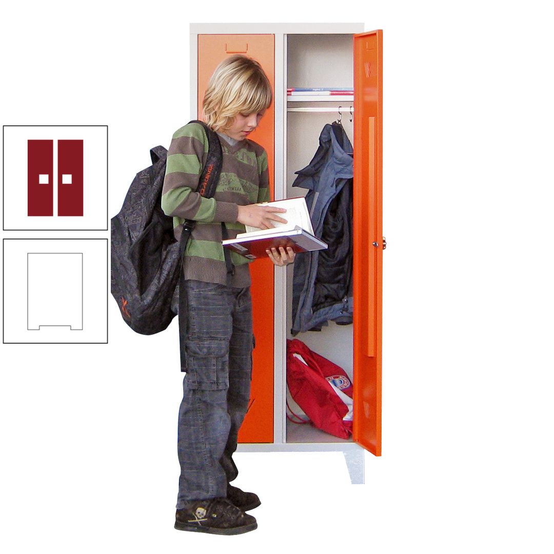 Spindschrank f. Schulen - mit Füßen - Höhe 1.600 mm - 3 Abteile a 300 mm - Drehriegel - anthrazitgrau