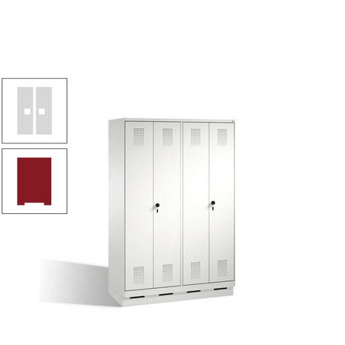 Doppel-Spind, Doppeltüren, Garderobenschrank mit Sockel, 4 Abteile a 300 mm, Korpus anthrazitgrau, Tür anthrazitgrau, 1.800 x 1.200 x 500 mm (HxBxT)