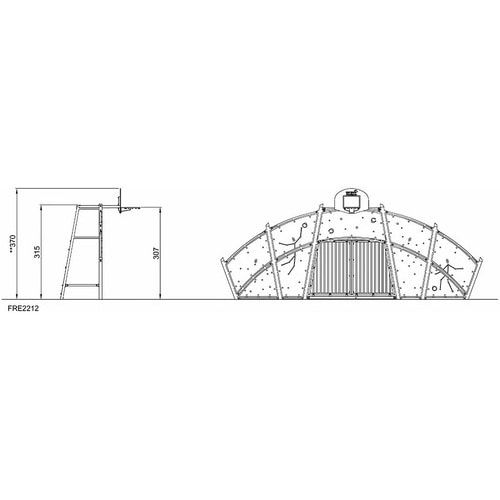 Multitor, Multisport, Basketball, Fußball, Stahl, galvanisiert, feuerverzinkt, HDPE Platten, robust, Maße 3.700 x 8.720 x 2.640 mm (HxBxT), Farbe Blau