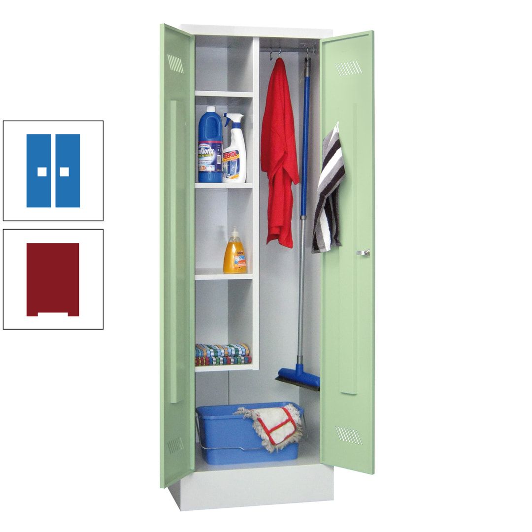 Putzschrank mit Sockel - 1 Abteil mit Trennwand - 1.850x600x500 mm (HxBxT) - Drehriegel - anthrazitgrau