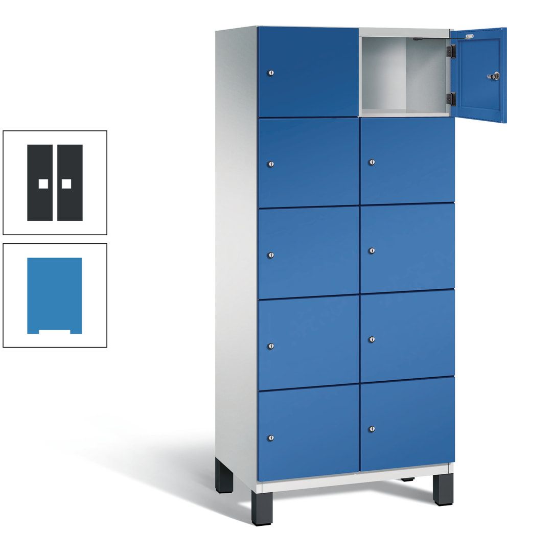 Fächerschrank, Stahlschrank, 10 Fächer, Türöffnungsbegrenzer, Füße, 1.980 x 800 x 525 mm (HxBxT), Korpus anthrazitgrau, Front anthrazitgrau