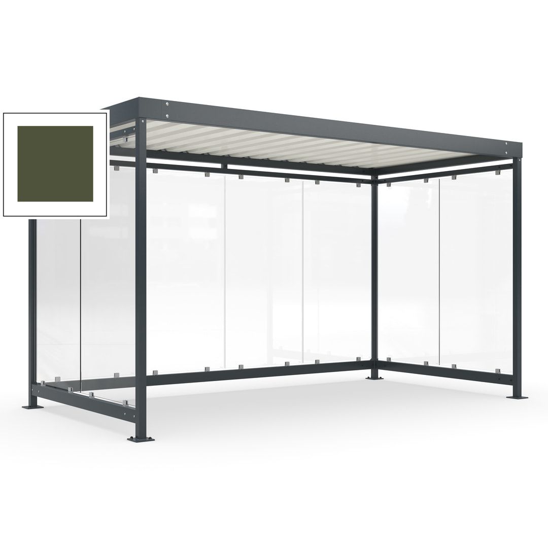 Fahrradunterstand, Fahrgastunterstand, Bushaltestelle, Bausatz, 12-13 Personen, 2.510 x 4.195 x 2.165 mm (HxBxT), 8 Wände, Achatgrau