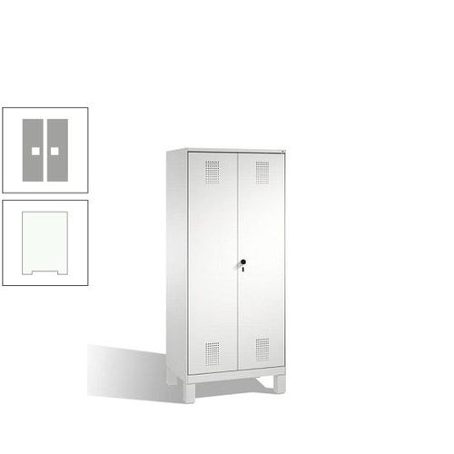 Doppel-Spind, Doppeltüren, Garderobenschrank mit Füßen, 2 Abteile a 400 mm, Korpus anthrazitgrau, Tür anthrazitgrau, 1.850 x 800 x 500 mm (HxBxT)