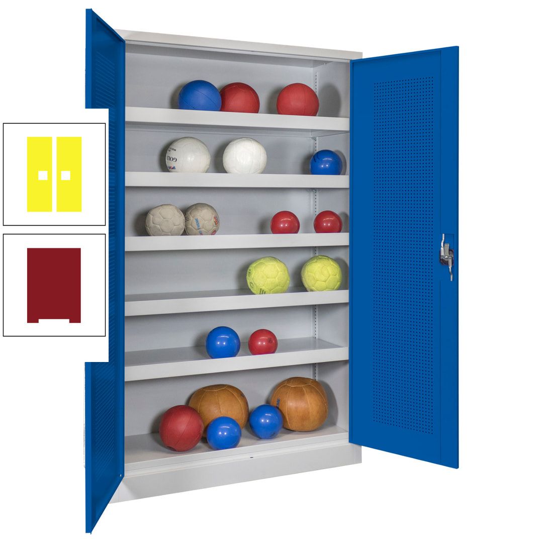 Ballschrank - Lochfeldtüren - 5 Böden - 1.950x1.200x500 mm (HxBxT) - anthrazitgrau