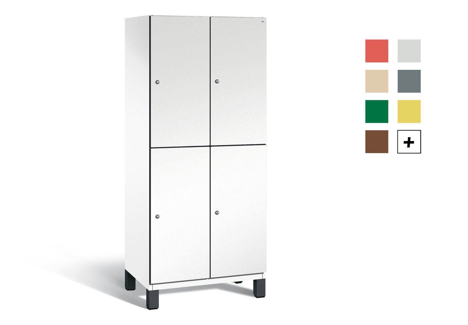 Fächerschrank, Stahlschrank, doppelstöckig, 4 Fächer, Füße, Korpus anthrazitgrau, Tür anthrazitgrau, 1.980 x 800 x 525 mm (HxBxT)