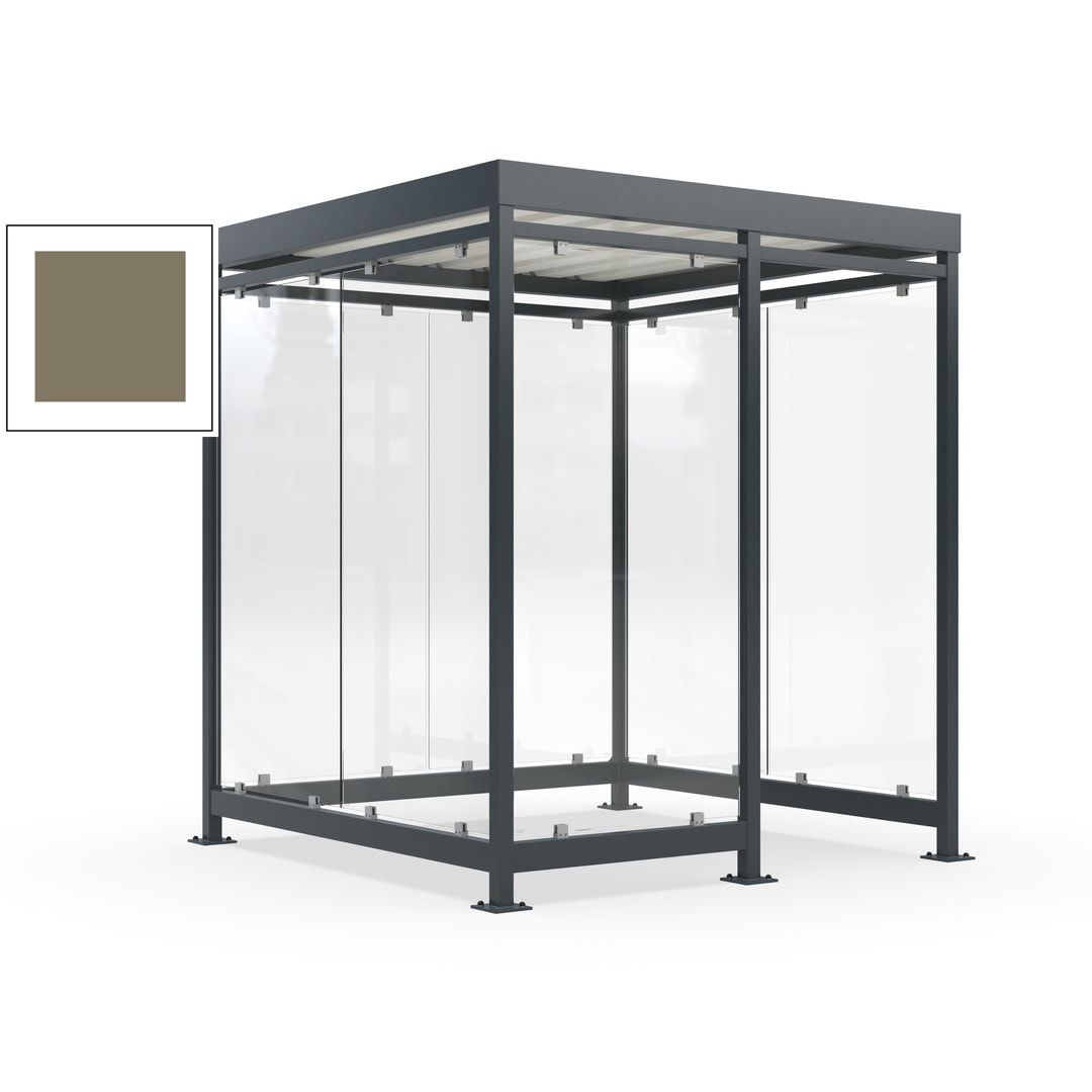 Raucherunterstand, Bushaltestelle, 7 Wände, 6-7 Personen, 2.510 x 2.165 x 2.165 mm (HxBxT), Farbe Achatgrau