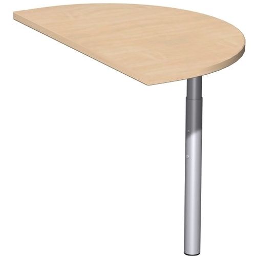 Anbautisch halbrund, inkl. Stützfuß, Schreibtisch Eco, 720 x 500 x 80 mm (HxBxT), inkl.Verkettungsmaterial, Gestell lichtgrau, Dekor Ahorn