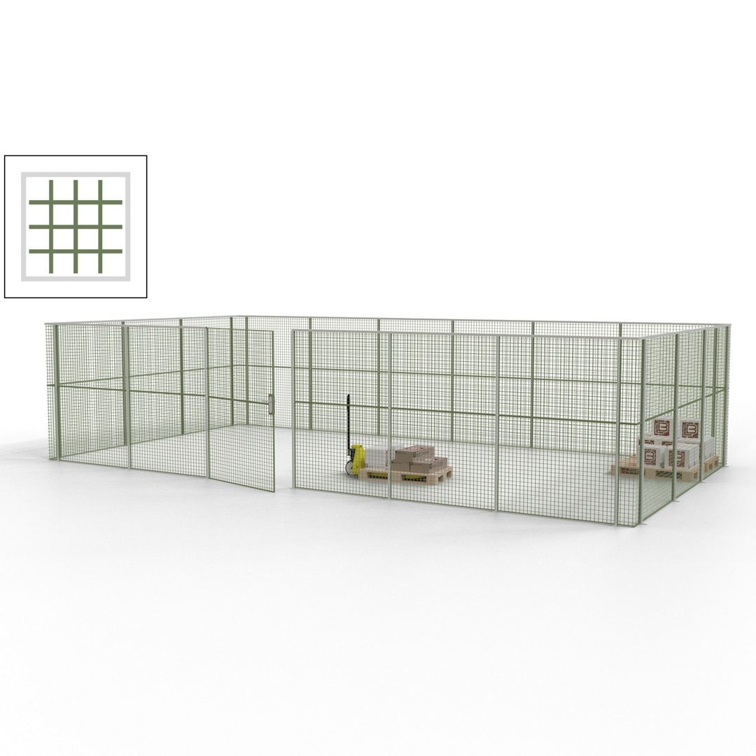 Maschinen Schutzgitter - Hallentrennwand - Sicherheitszaun - Tür - 27 m - 2.200 x 9.400 x 4.900 mm (HxBxT) - enzianblau