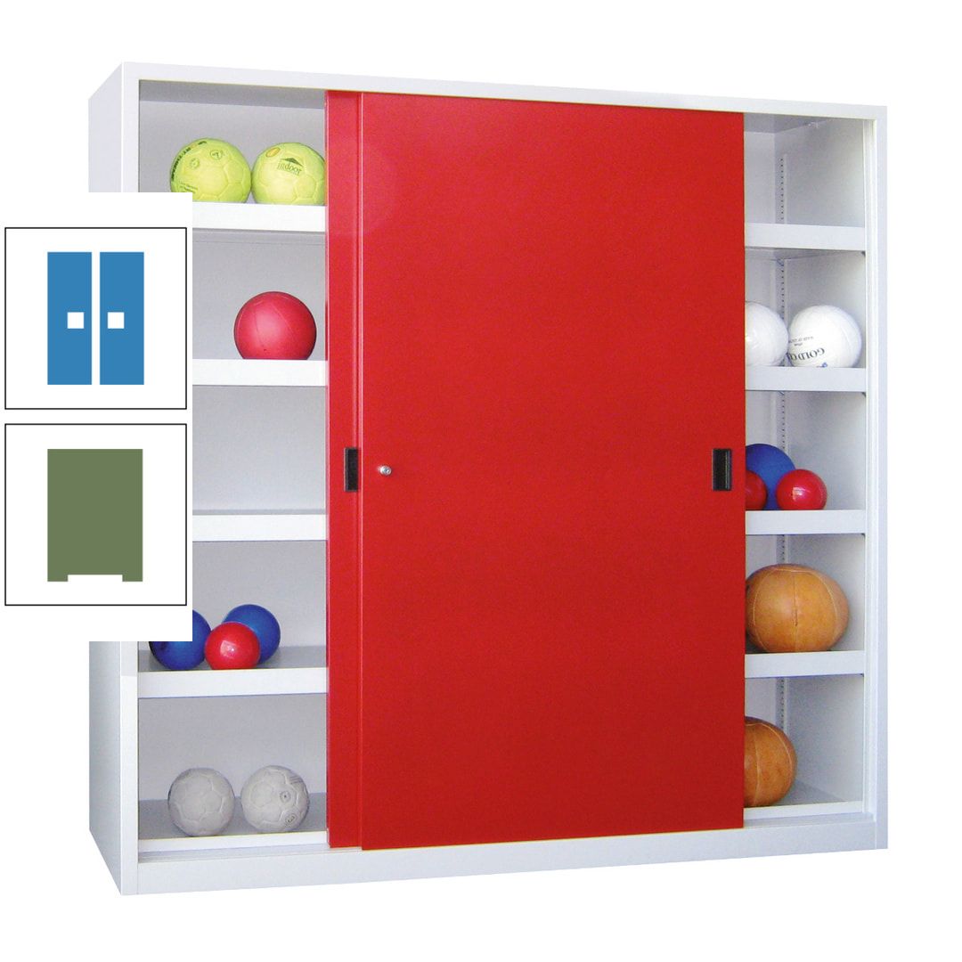 Ballschrank - Schiebetüren - Trennwand - 8 Böden - 1.950x1.500x600 mm (HxBxT) - anthrazitgrau
