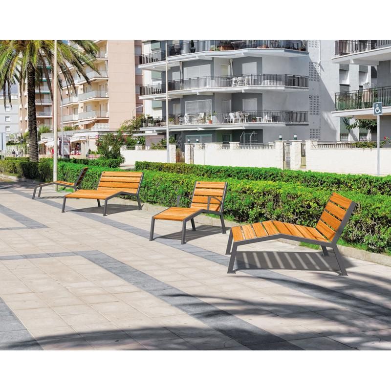 Liegestuhl aus Stahl - mit Rückenlehne - 808 x 1.800 mm (HxB) - Farbe enzianblau - Parkbank - Gartenbank