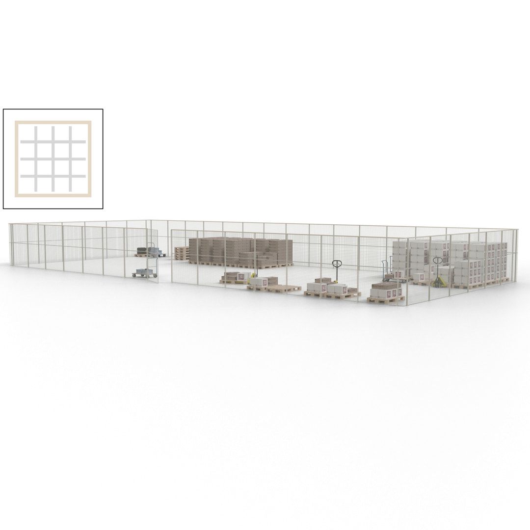 Maschinen Schutzgitter - Hallentrennwand - Sicherheitszaun - Tür - 63 m - 2.200 x 22.900 x 9.400 mm (HxBxT) - enzianblau