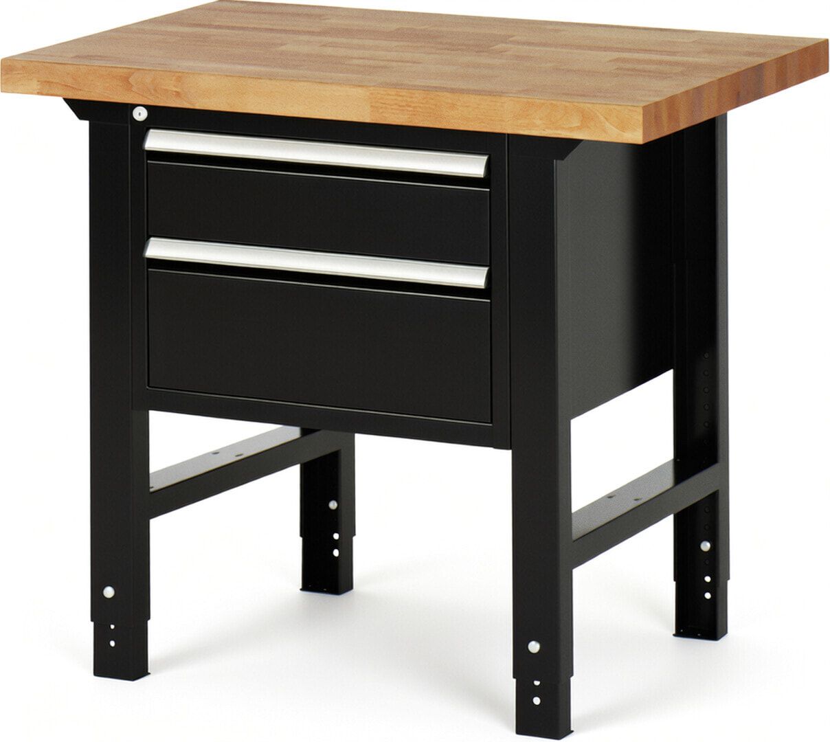 Werkbank - 2 Schubladen - Teilauszug - 150:1 / 210:1 - Höhe 790-1.140 mm - 1.000 x 700 mm (BxT) - 750 kg - Buche - Anthrazitgrau
