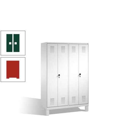 Doppel-Spind, Doppeltüren, Garderobenschrank mit Füßen, 4 Abteile a 300 mm, Korpus anthrazitgrau, Tür anthrazitgrau, 1.850 x 1.200 x 500 mm (HxBxT)