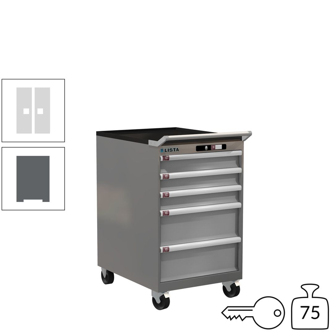 Lista Schubladenschrank - 14.397.010 - 990 x 564 x 725 mm (HxBxT) - 5 Schubladen - 75 kg - Key Lock - lichtblau (RAL 5012)