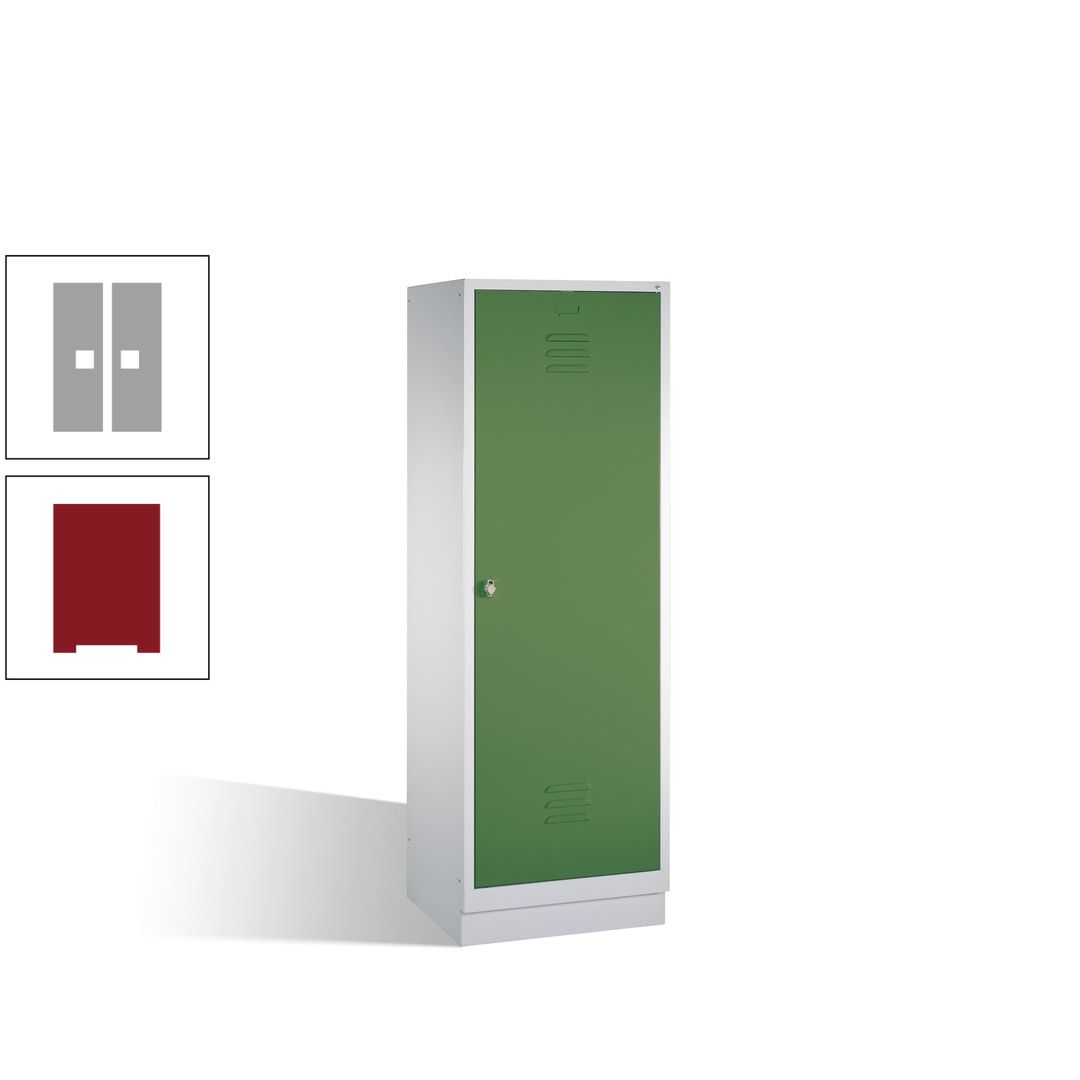 Doppel-Spind mit Großtür, Garderobenschrank mit Sockel, 2 Abteile a 300 mm, Korpus anthrazitgrau, Tür anthrazitgrau, 1.800 x 610 x 500 mm (HxBxT)
