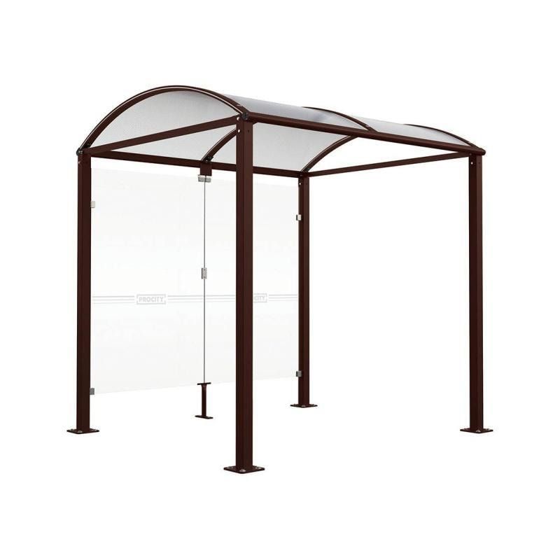 Fahrradunterstand, Fahrradüberdachung, All-in-One + Zusatz, Sicherheitsglas, 2.635 x 5.000 x 2.090 mm (HxBxT), auf Bodenplatten, Farbe enzianblau