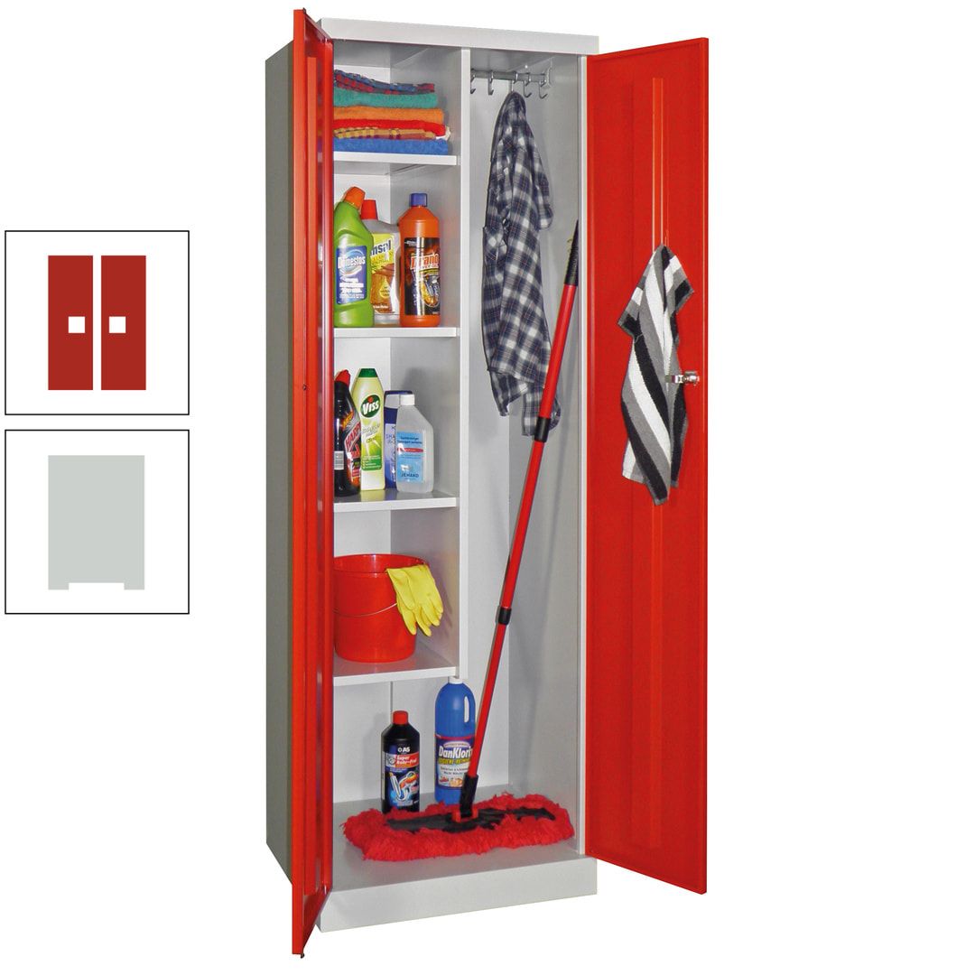 Putzschrank mit Sockel - 1 Abteil mit Trennwand - 1.800x600x500 mm (HxBxT) - Zylinderschloss - anthrazitgrau