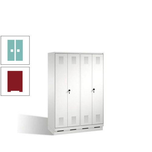 Doppel-Spind, Doppeltüren, Garderobenschrank mit Sockel, 4 Abteile a 300 mm, Korpus anthrazitgrau, Tür anthrazitgrau, 1.800 x 1.200 x 500 mm (HxBxT)