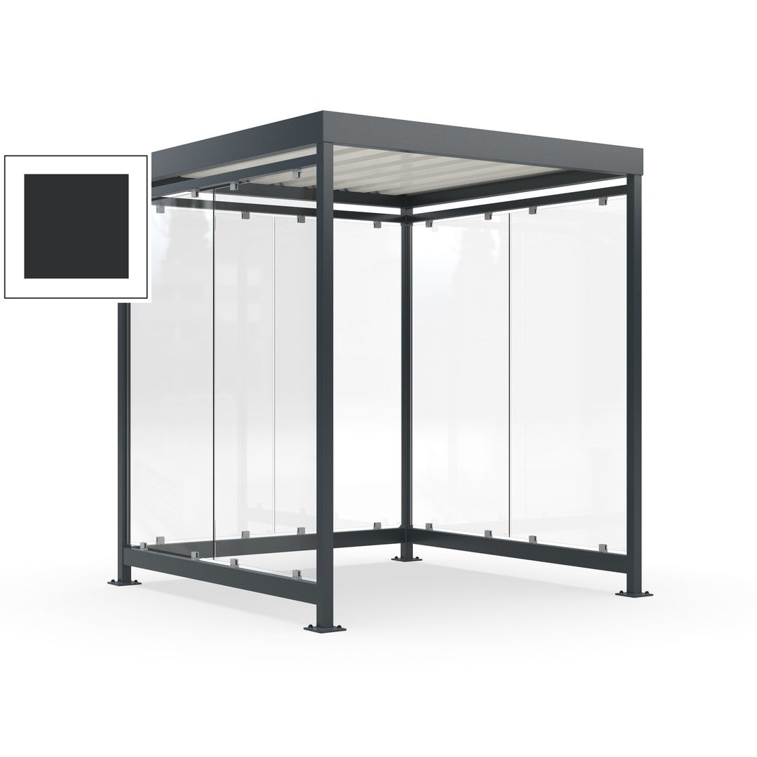 Raucherunterstand, Bushaltestelle, 6-7 Personen, 6 Wände, 2.510 x 2.165 x 2.165 mm (HxBxT), Achatgrau