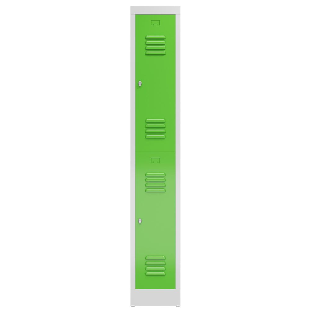 Garderobenschrank, Doppelstockspind, 1 Abteil, 2 Fächer, 1.800 x 310 x 500 mm (HxBxT), Stahl, Drehriegel, Korpus: lichtgrau, Front: anthrazitgrau