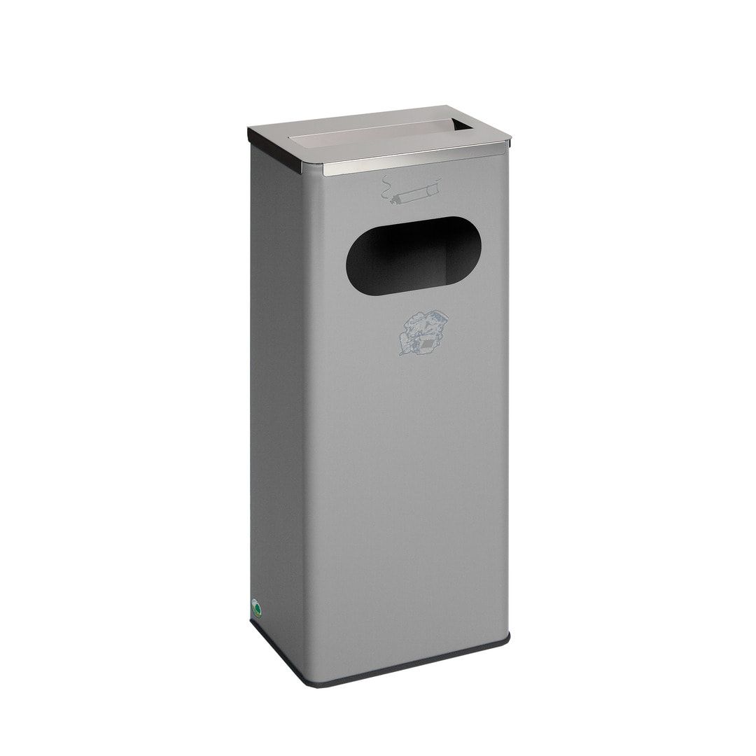 Ascher-Abfallsammler - Volumen 32 l - 760 x 310 x 220 mm (HxBxT) - Antik-silber, Struktur