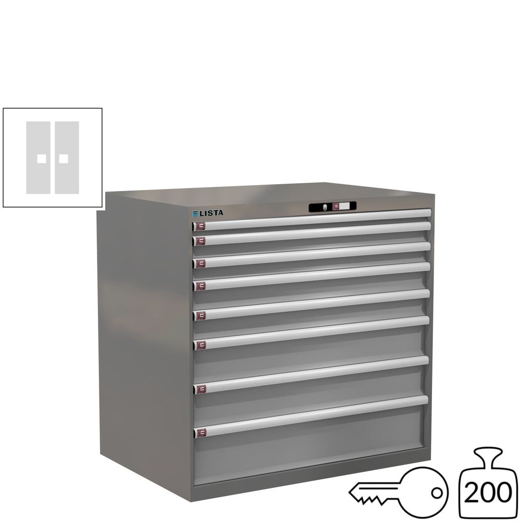 Lista Schubladenschrank - 12.541.010 - 1.000x1.023x725 mm (HxBxT) - 8 Schubladen - 200 kg - Key Lock - lichtblau (RAL 5012)