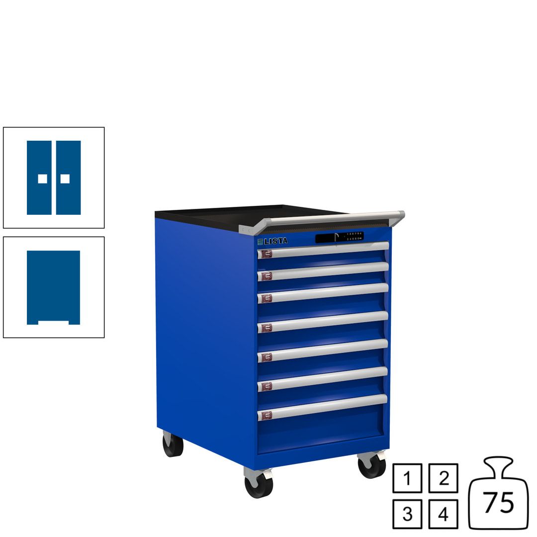 Lista Schubladenschrank - 14.373.010 - 990 x 564 x 725 mm (HxBxT) - 7 Schubladen - 75 kg - Key Lock - lichtblau (RAL 5012)