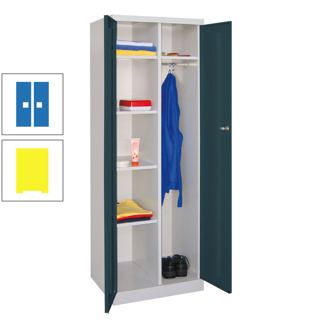 Kleiderschrank mit Sockel - Spind - 1 Abteil mit Trennwand - 1.800x600x500 mm (HxBxT) - Zylinderschloss - anthrazitgrau
