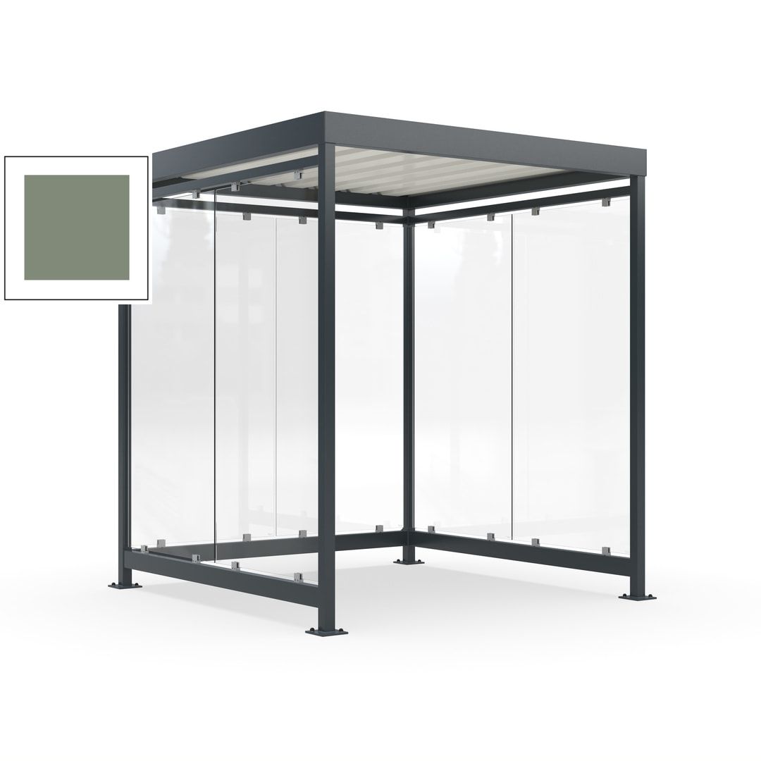 Raucherunterstand, Bushaltestelle, 6-7 Personen, 6 Wände, 2.510 x 2.165 x 2.165 mm (HxBxT), Achatgrau