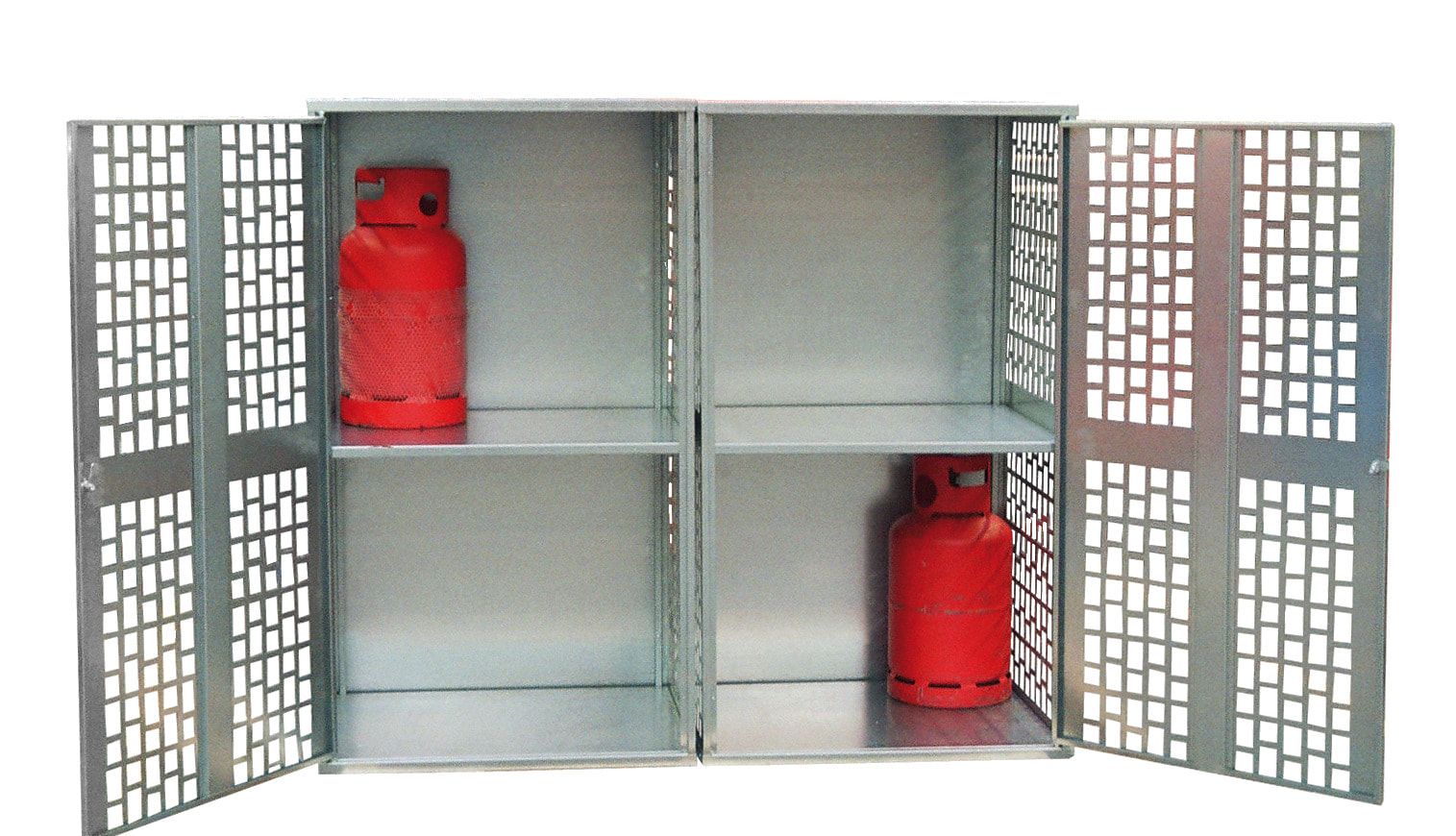 Gasflaschen-Depot - für 10 x 11-kg-Flaschen - 1 gelochte Türe - mm verzinkt