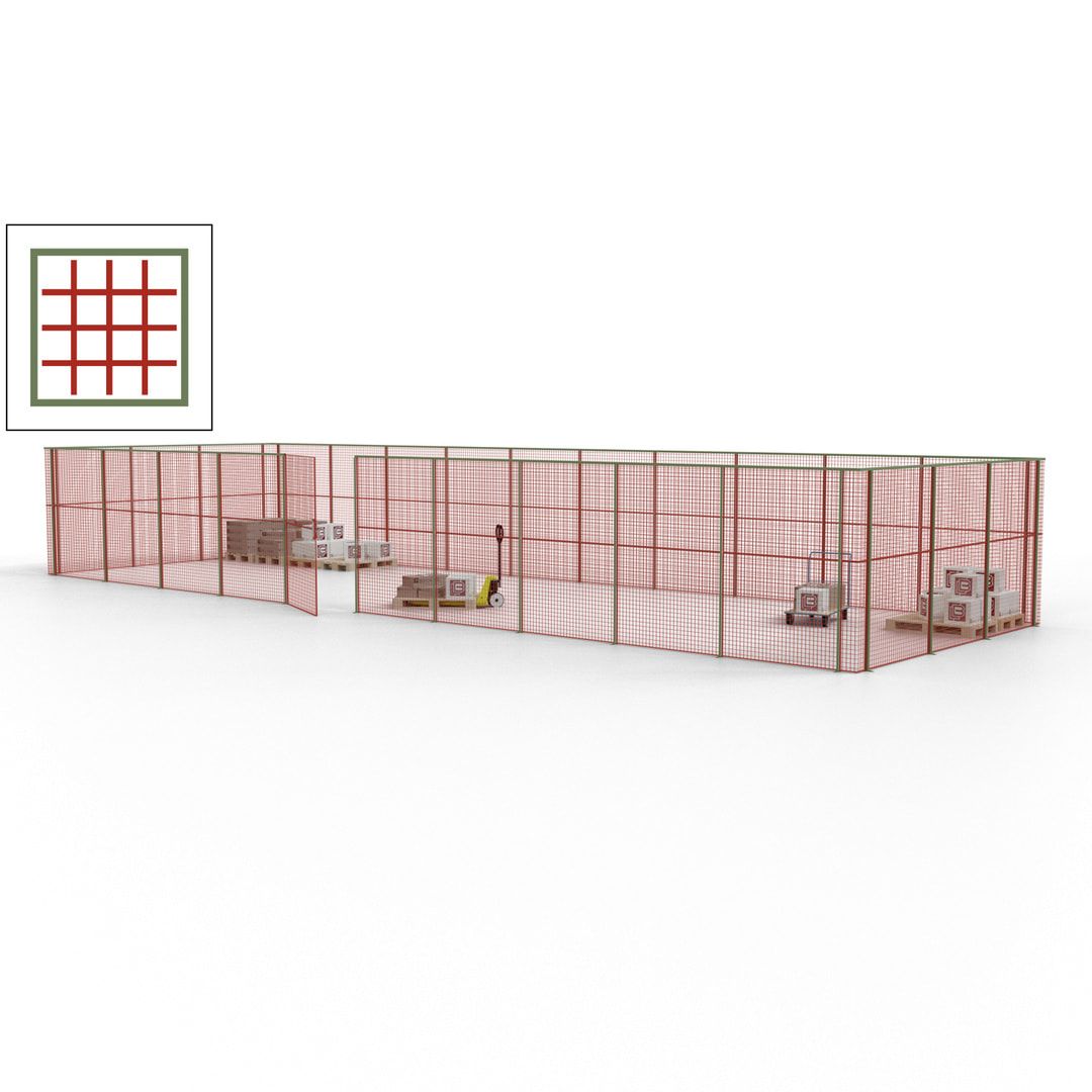 Maschinen Schutzgitter - Hallentrennwand - Sicherheitszaun - Tür - 39 m - 2.200 x 15.400 x 4.900 mm (HxBxT) - enzianblau