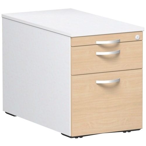 Rollcontainer, Metallschublade, Hängeregistratur, Utensilienfach, abschließbar, 565 x 438 x 800 mm (HxBxT), Frontfarbe Ahorn, Korpusfarbe Buche