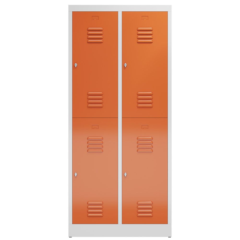 Garderobenschrank, Doppelstockspind, 2 Abteil, 4 Fächer, 1.800 x 800 x 500 mm (HxBxT), Drehriegel, Stahl, Korpus: lichtgrau, Front: anthrazitgrau
