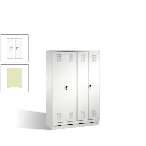 Doppel-Spind, Doppeltüren, Garderobenschrank mit Sockel, 4 Abteile a 300 mm, Korpus anthrazitgrau, Tür anthrazitgrau, 1.800 x 1.200 x 500 mm (HxBxT)