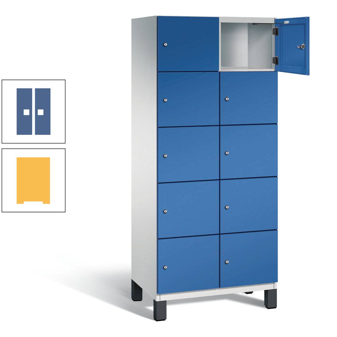 Fächerschrank, Stahlschrank, 10 Fächer, Türöffnungsbegrenzer, Füße, 1.980 x 800 x 525 mm (HxBxT), Korpus anthrazitgrau, Front anthrazitgrau