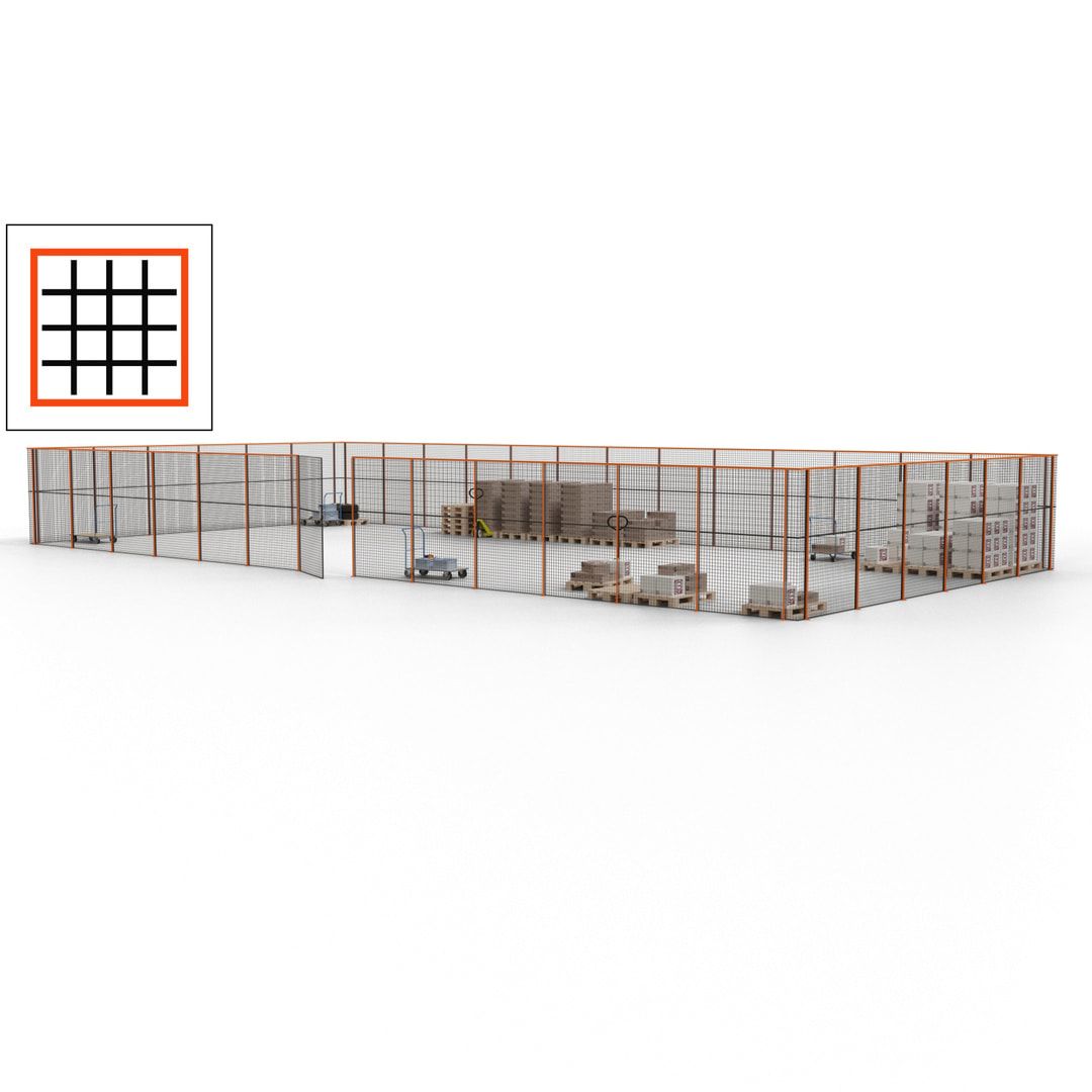 Maschinen Schutzgitter - Hallentrennwand - Sicherheitszaun - Tür - 57 m - 2.200 x 19.900 x 9.400 mm (HxBxT) - enzianblau