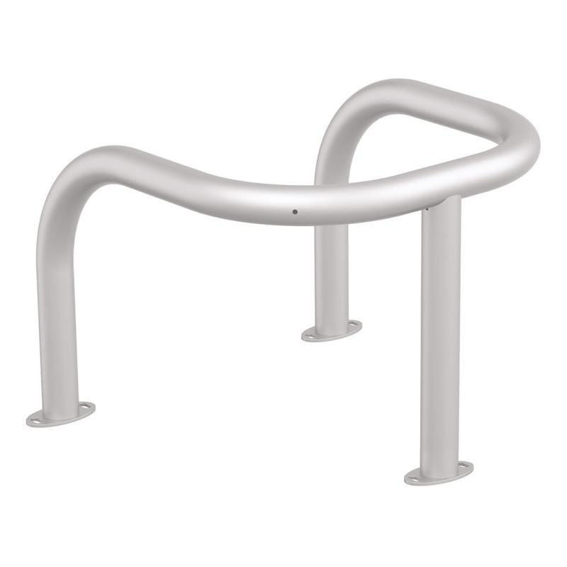 3-Punkt-Schutzbügel, Rammschutz, Montage auf Bodenplatten, 500 x 650 x 650 mm (HxBxT), Durchmesser 60 mm, Farbe enzianblau
