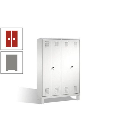 Doppel-Spind, Doppeltüren, Garderobenschrank mit Füßen, 4 Abteile a 300 mm, Korpus anthrazitgrau, Tür anthrazitgrau, 1.850 x 1.200 x 500 mm (HxBxT)