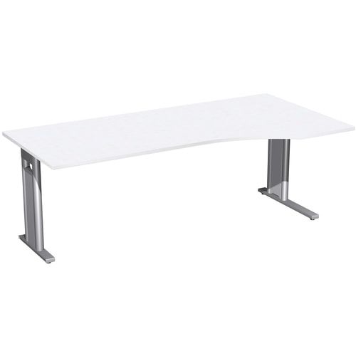 Eckschreibtisch, Ecke rechts, Füße einseitig verkürzt, C-Fuß Pro, 720 x 1.600 x 1.000 mm (HxBxT), Gestell silber, Dekor Ahorn