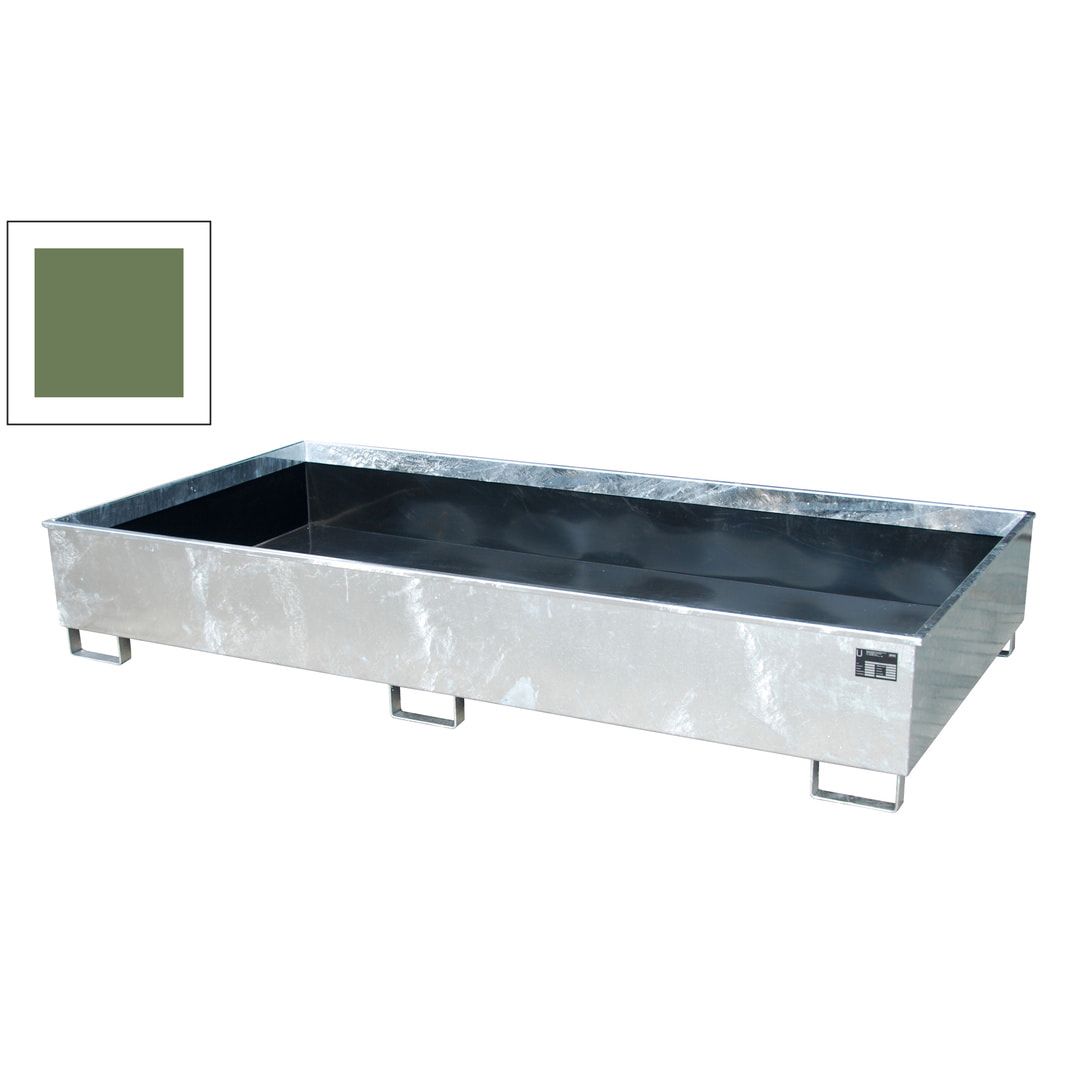 Regal-Bodenwanne mit PE-Einsatz - Feldbreite 2.700 mm - 1.000 l - Gitterrost - mausgrau