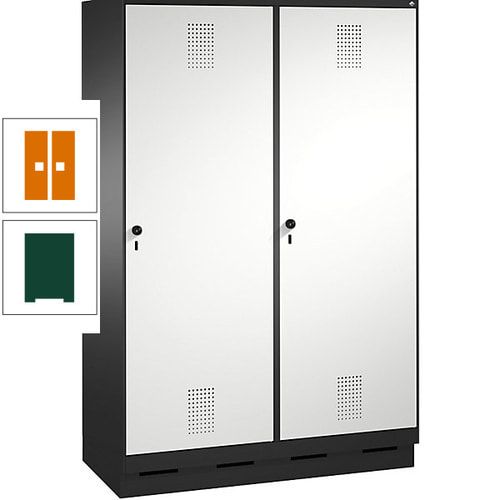 Doppel-Spind, Garderobenschrank, 2 Türen für 4 Abteile a 300 mm, Korpus anthrazitgrau, Türen anthrazitgrau, 1.800 x 1.200 x 500 mm (HxBxT)