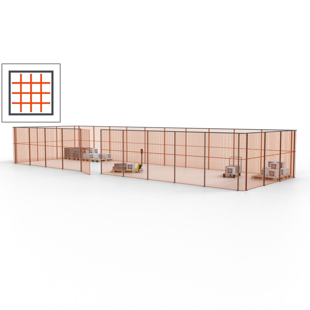 Maschinen Schutzgitter - Hallentrennwand - Sicherheitszaun - Tür - 39 m - 2.200 x 15.400 x 4.900 mm (HxBxT) - enzianblau