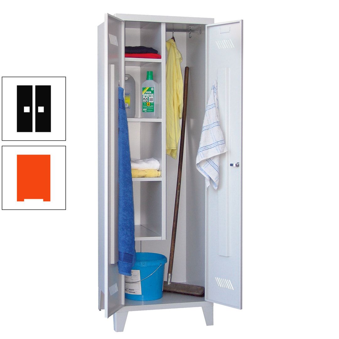 Putzschrank mit Füßen - 1 Abteil mit Trennwand - 1.850x600x500 mm (HxBxT) - Drehriegel - anthrazitgrau